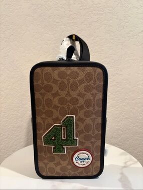 NWT Coach Men’s Brown Signature Crossbody Bag with Green '41' Patch